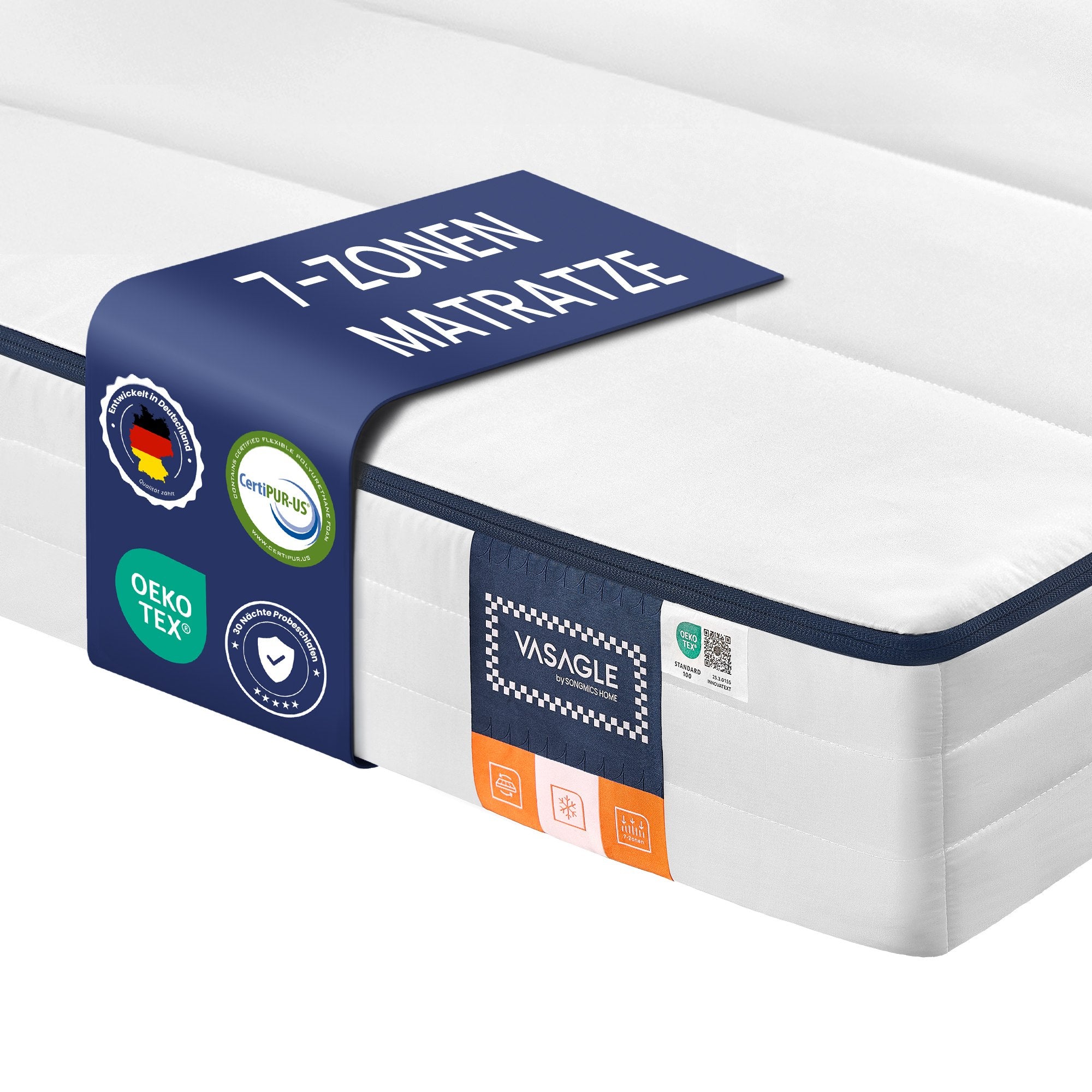 Matras - Eenpersoons - 90 x 200 cm - Gel Traagschuim - Wit