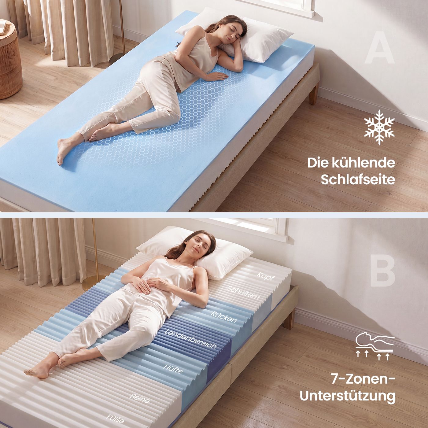 Matras - Eenpersoons - 90 x 200 cm - Gel Traagschuim - Wit