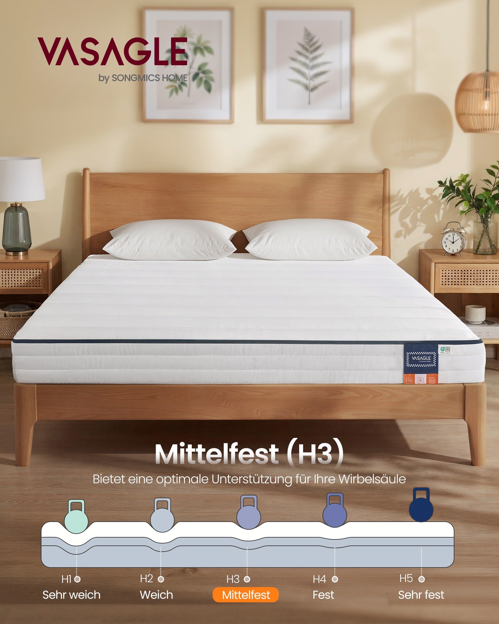 Matras - 140 x 200 cm - Gel-traagschuim - 12 cm dik - Wit - 9,2 kg