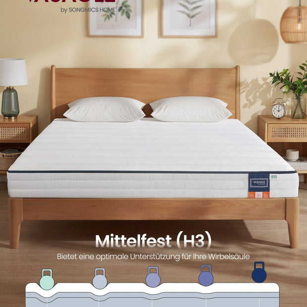 Matras - 140 x 200 cm - Gel-traagschuim - 12 cm dik - Wit - 9,2 kg
