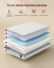 Matras - Tweepersoons - 140 x 200 cm - Gel Traagschuim - Wit
