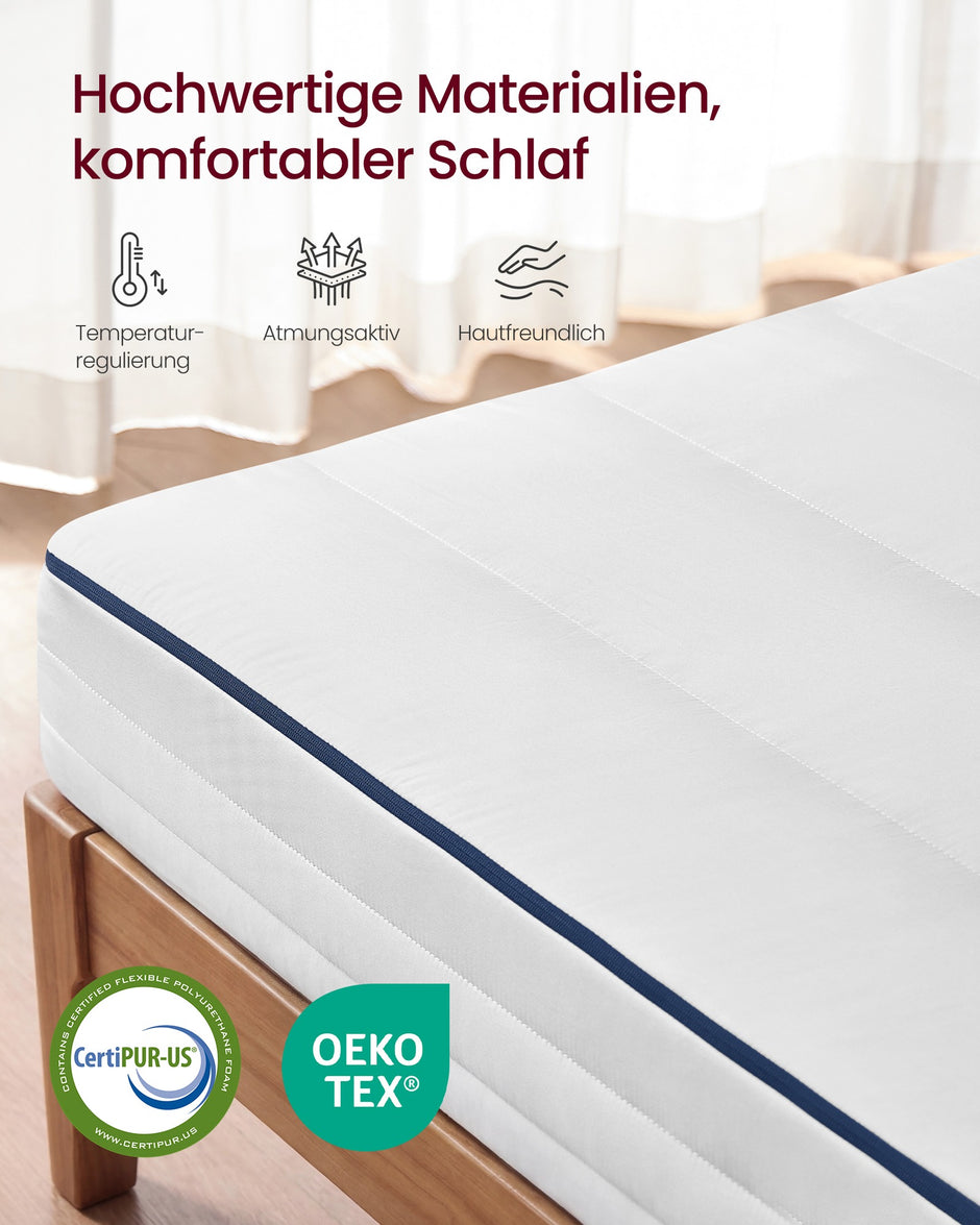 Matras - 140 x 200 cm - Gel-traagschuim - 12 cm dik - Wit - 9,2 kg
