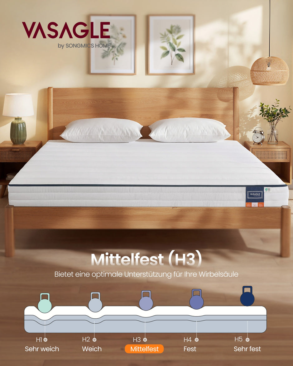 Matras - 160 x 200 cm - gel-traagschuim - ademend - afneembare hoes - 12 cm dik - wit - max. gewicht 10,6 kg