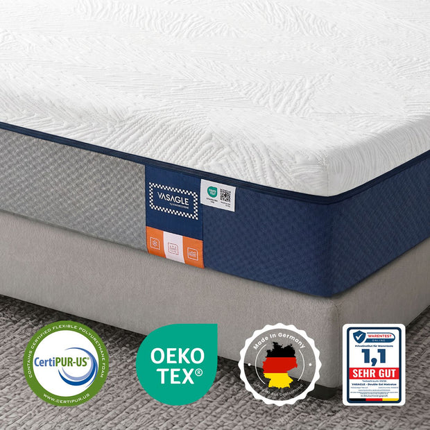 Matras - 90 x 200 x 20 cm - Gel Traagschuim - 7 Zones - Blauw