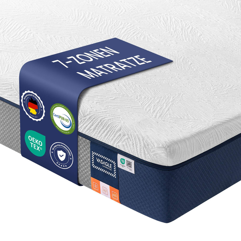 Matras - 160 x 200 cm - gel-traagschuim - middelhard - 20 cm dik - blauw - 17,5 kg