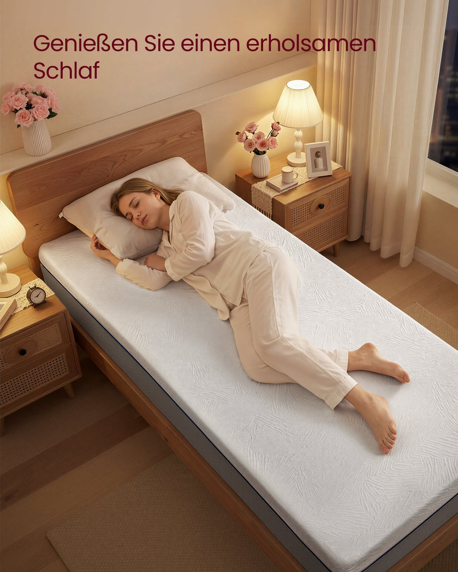 Matras - 90 x 200 cm - Gel-traagschuim - Middelhard - 20 cm dik - Blauw - 12,7 kg