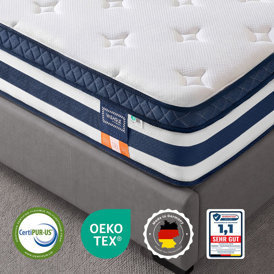 Pocketveringmatras - 7 Zones - Gel-Traagschuim - 90 x 200 cm - Blauw