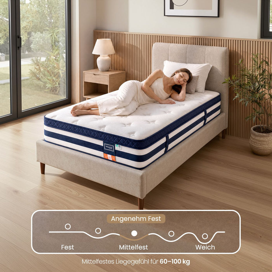 Pocketveringmatras - 7 Zones - Gel-Traagschuim - 90 x 200 cm - Blauw