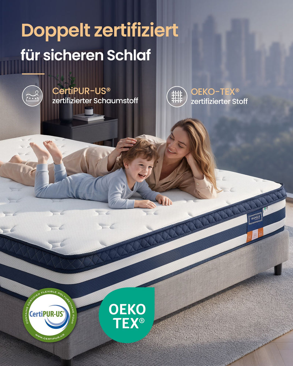 Pocketveringmatras - 7 Zones - Gel-Traagschuim - 160 x 200 cm - Blauw