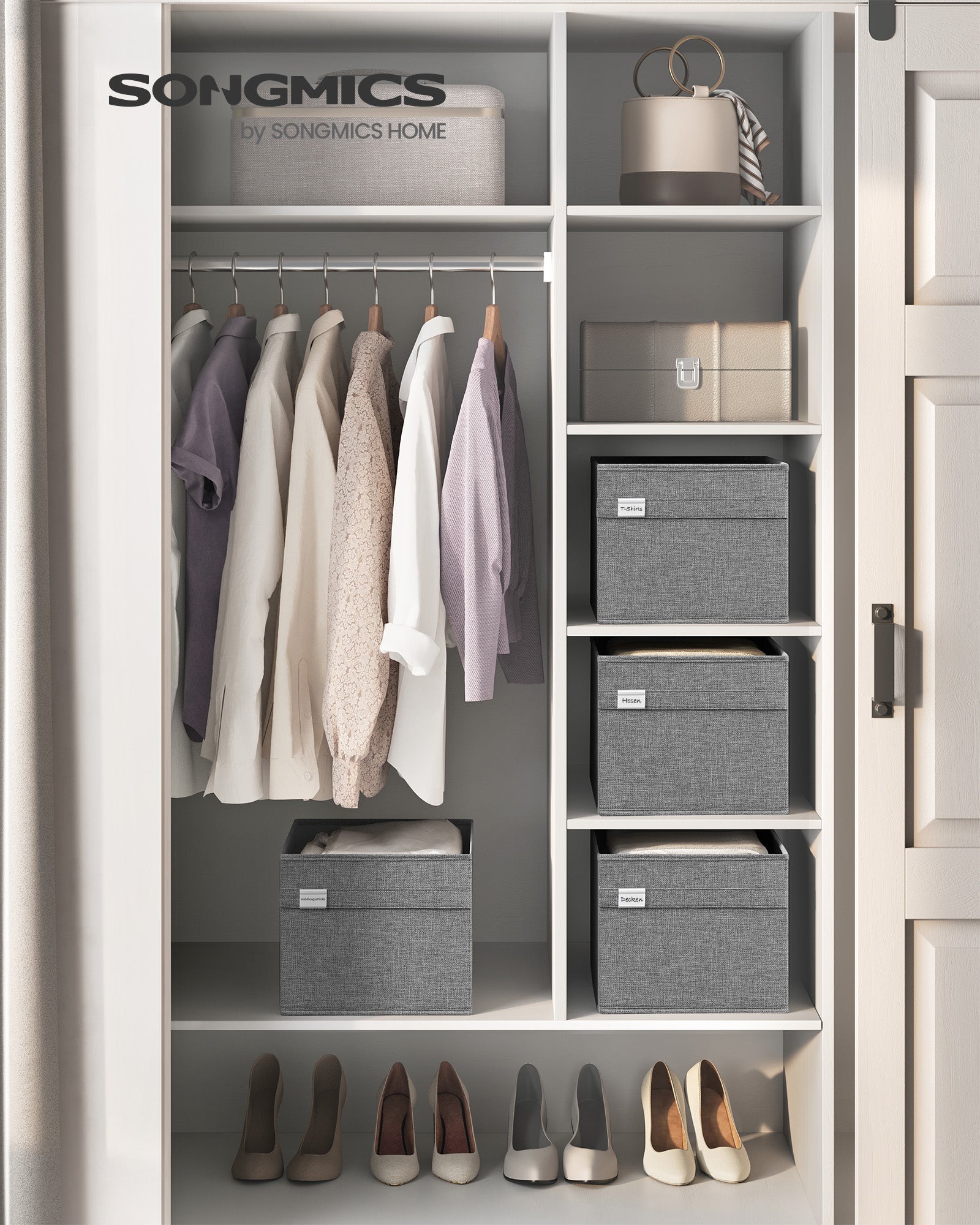 Opbergboxen set van 2 met handgrepen duifgrijs