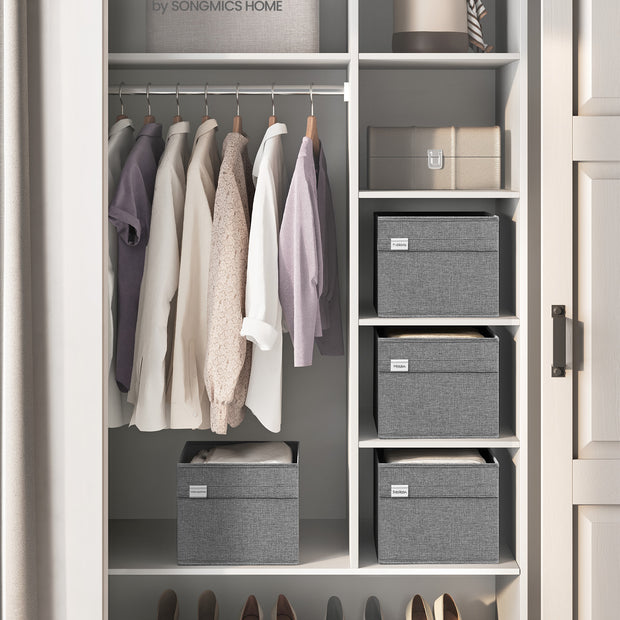 Opbergboxen set van 2 met handgrepen duifgrijs