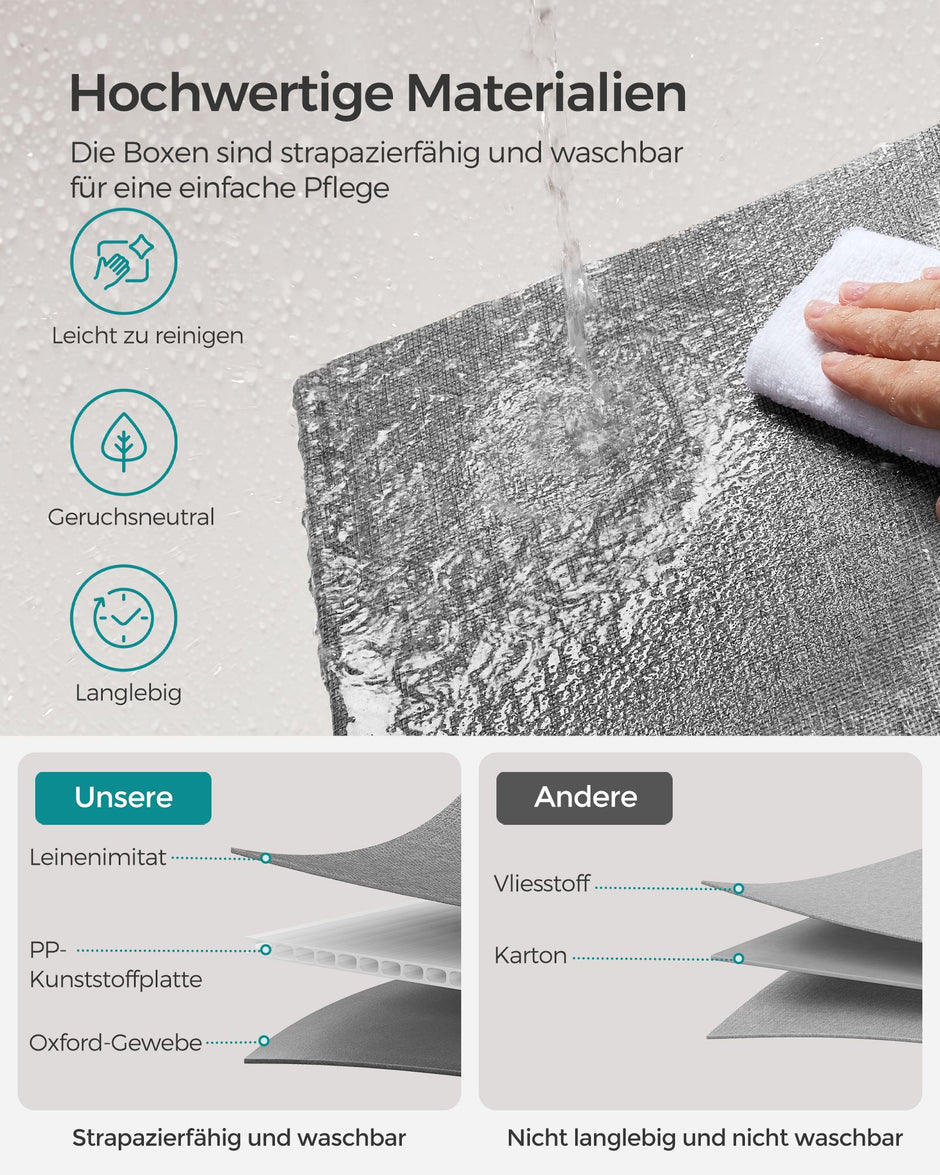 Opbergboxen set van 2 met handgrepen duifgrijs