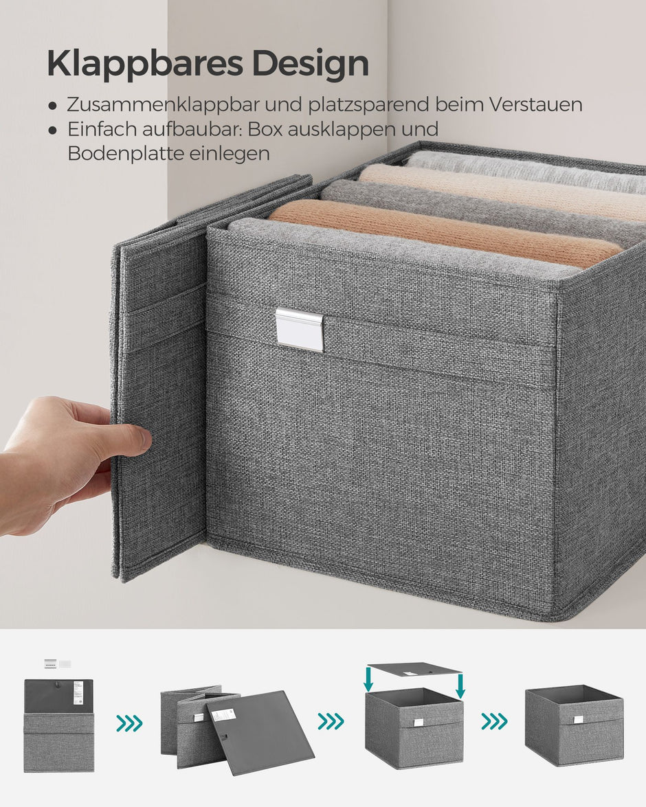 Opbergboxen set van 2 met handgrepen duifgrijs