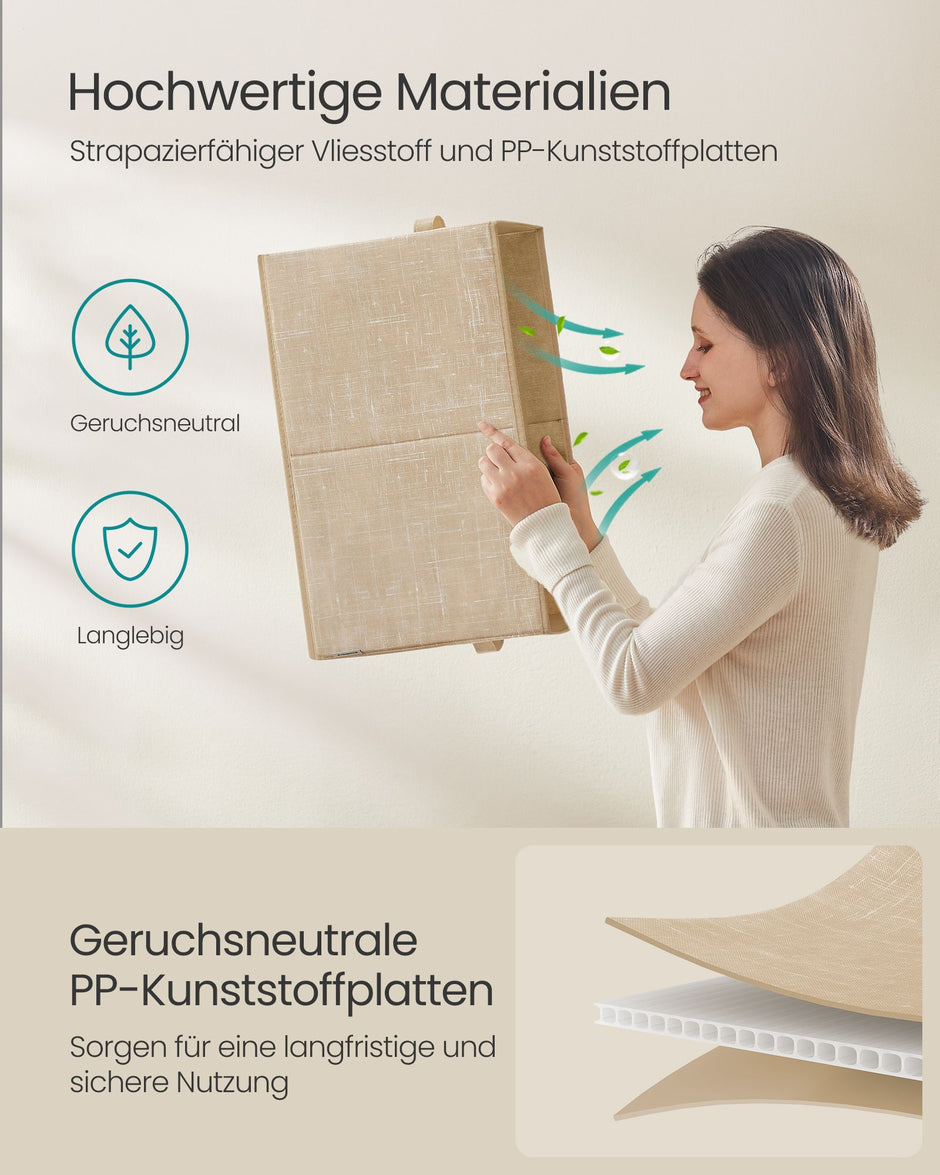 Opbergdozen Set van 3 – Ruimtebesparend – Zandbeige