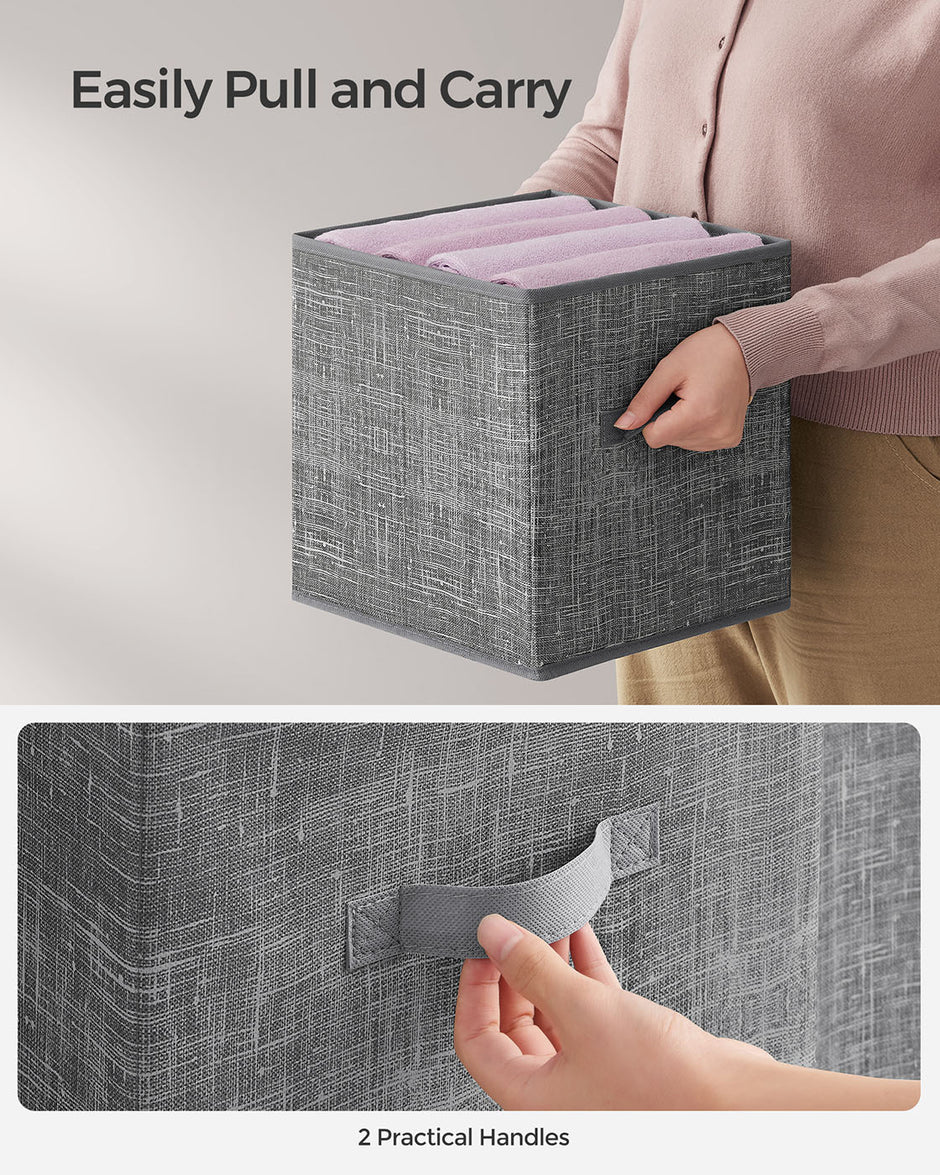 Opbergdozen set van 8 – Vliesstof – Grijs