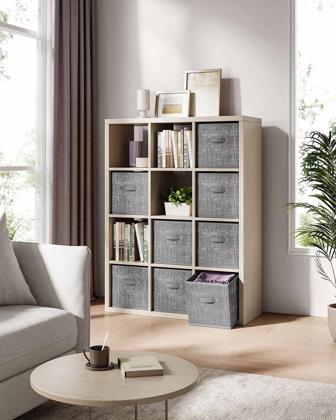 Opbergdozen set van 8 – Vliesstof – Grijs