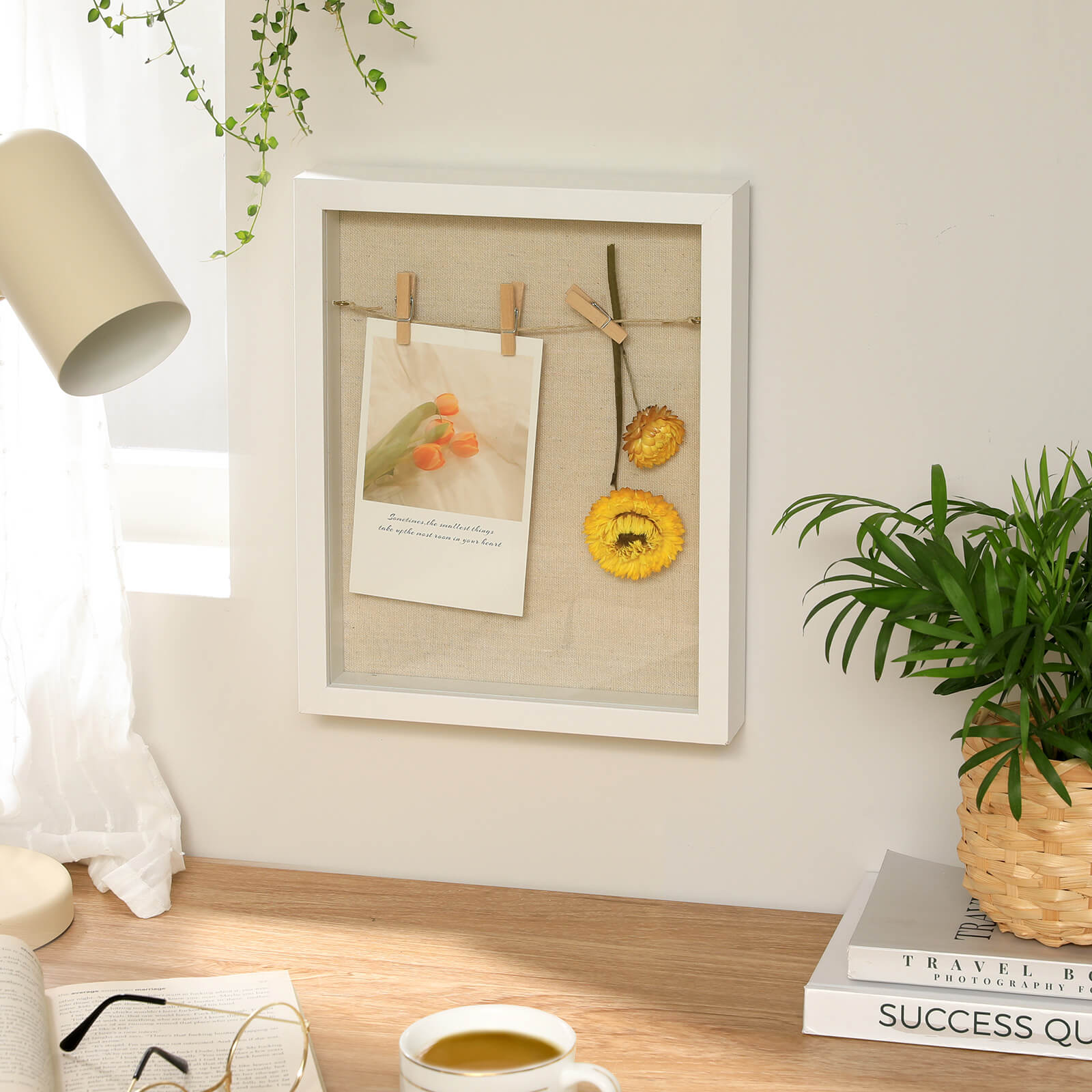 Shadow box fotolijst – Inclusief wasknijpers en pinnen – Wit