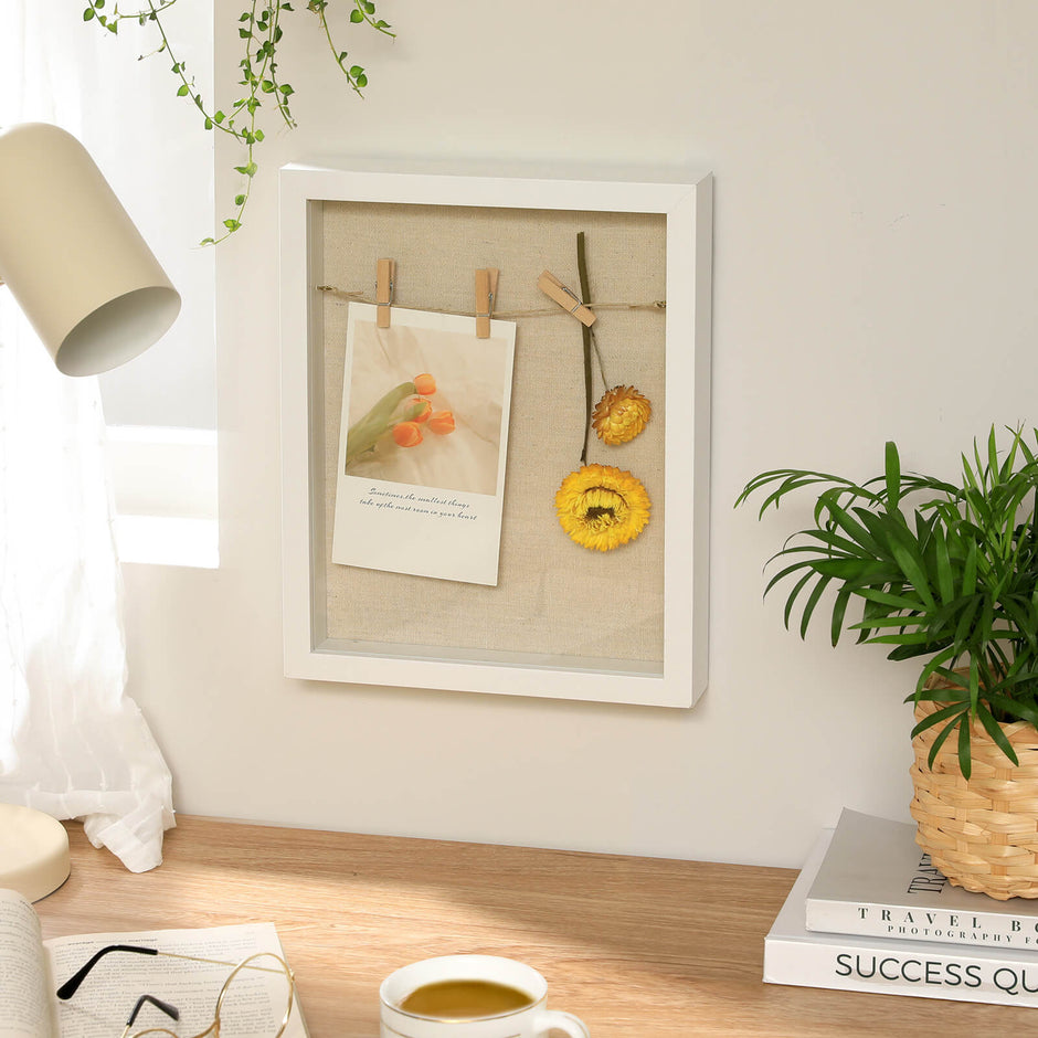 Shadow box fotolijst – Inclusief wasknijpers en pinnen – Wit