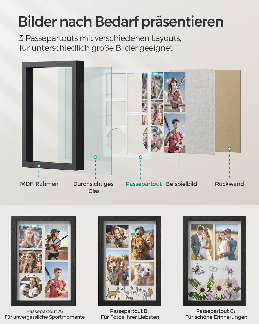 Fotolijst A4 met Muurhaken – Aszwart