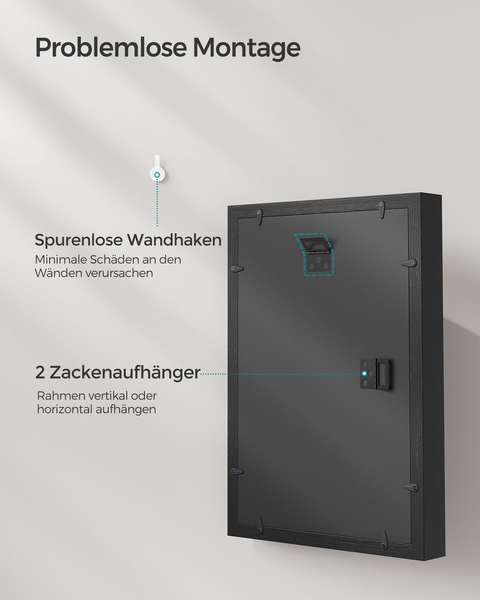 Fotolijst A4 met wandhaak – Essenzwart – Aszwart