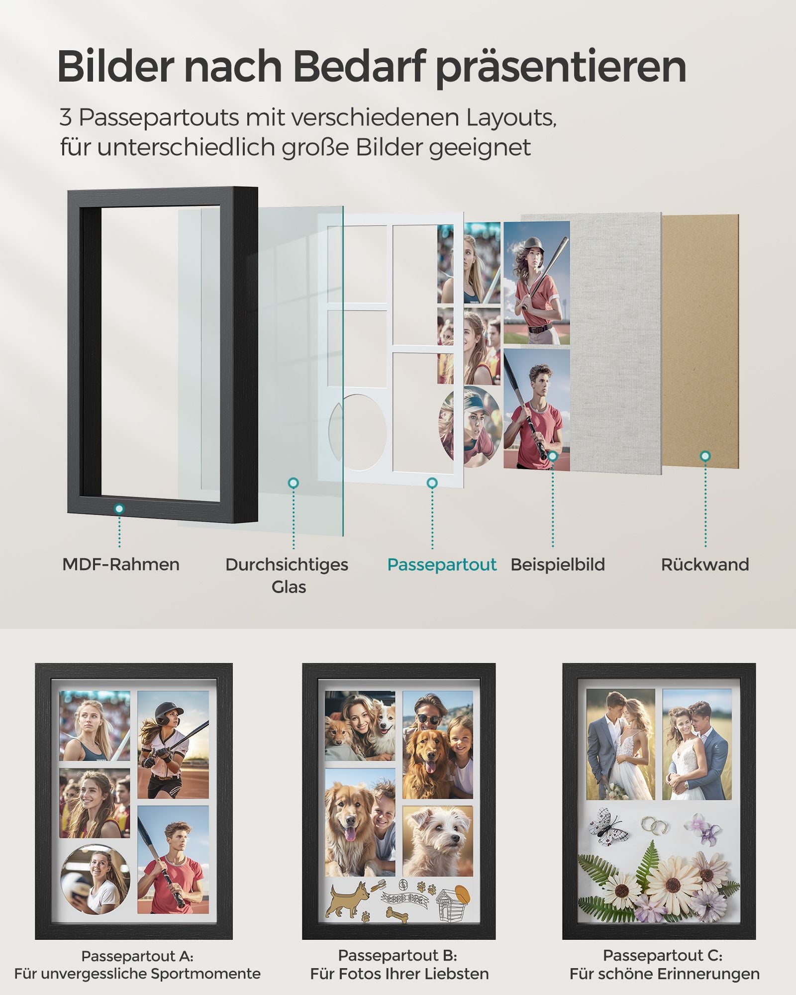 Fotolijst A4 met Muurhaken – Aszwart