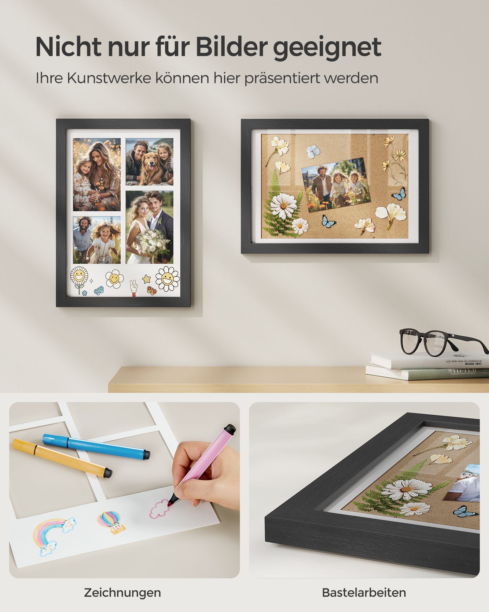Fotolijst – A4 – voor meerdere foto’s – aszwart