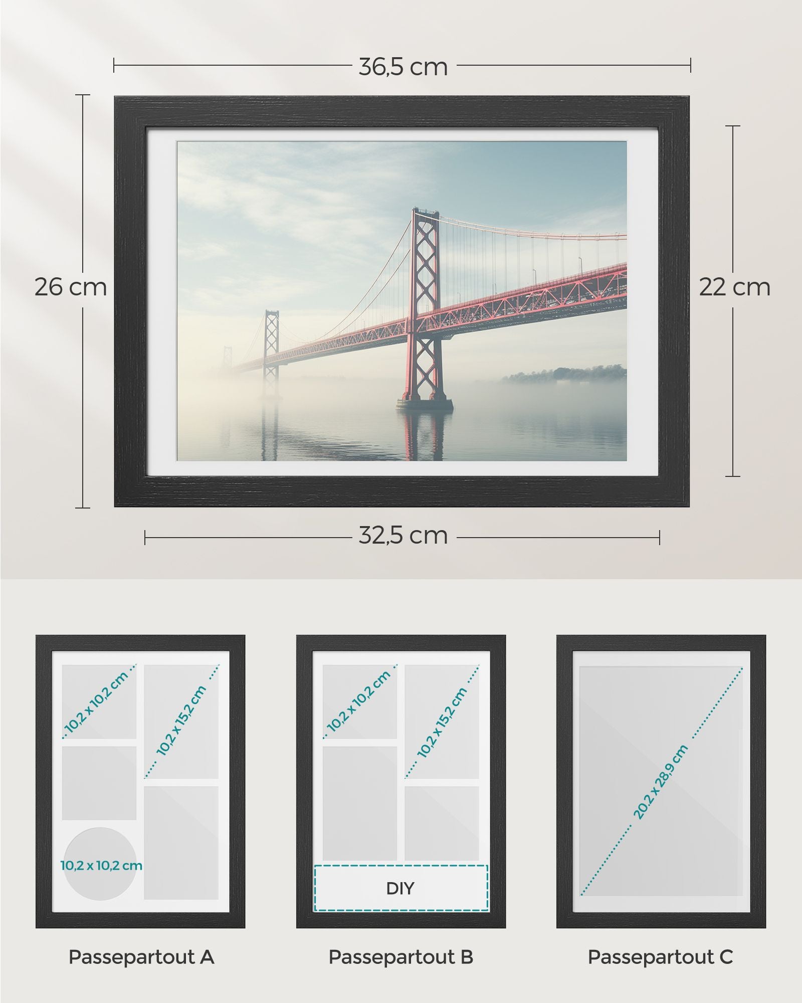 Fotolijst – A4 voor meerdere foto’s – aszwart
