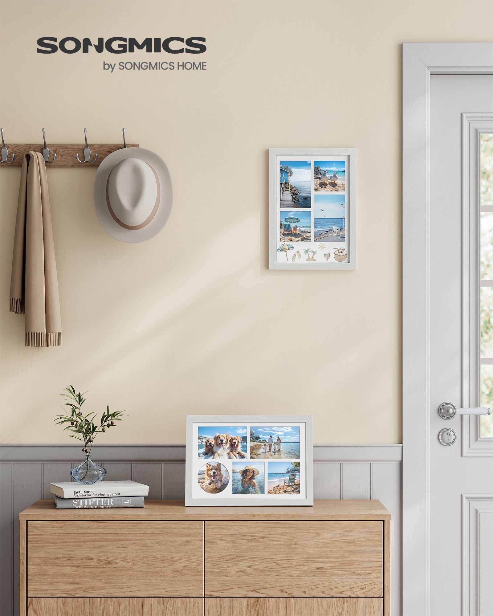 Fotolijst – A4 – voor meerdere foto’s – vintage wit