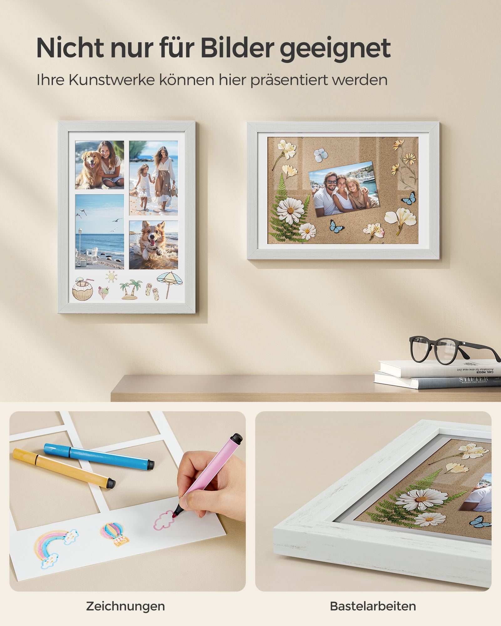Fotolijst – A4 – voor meerdere foto’s – vintage wit