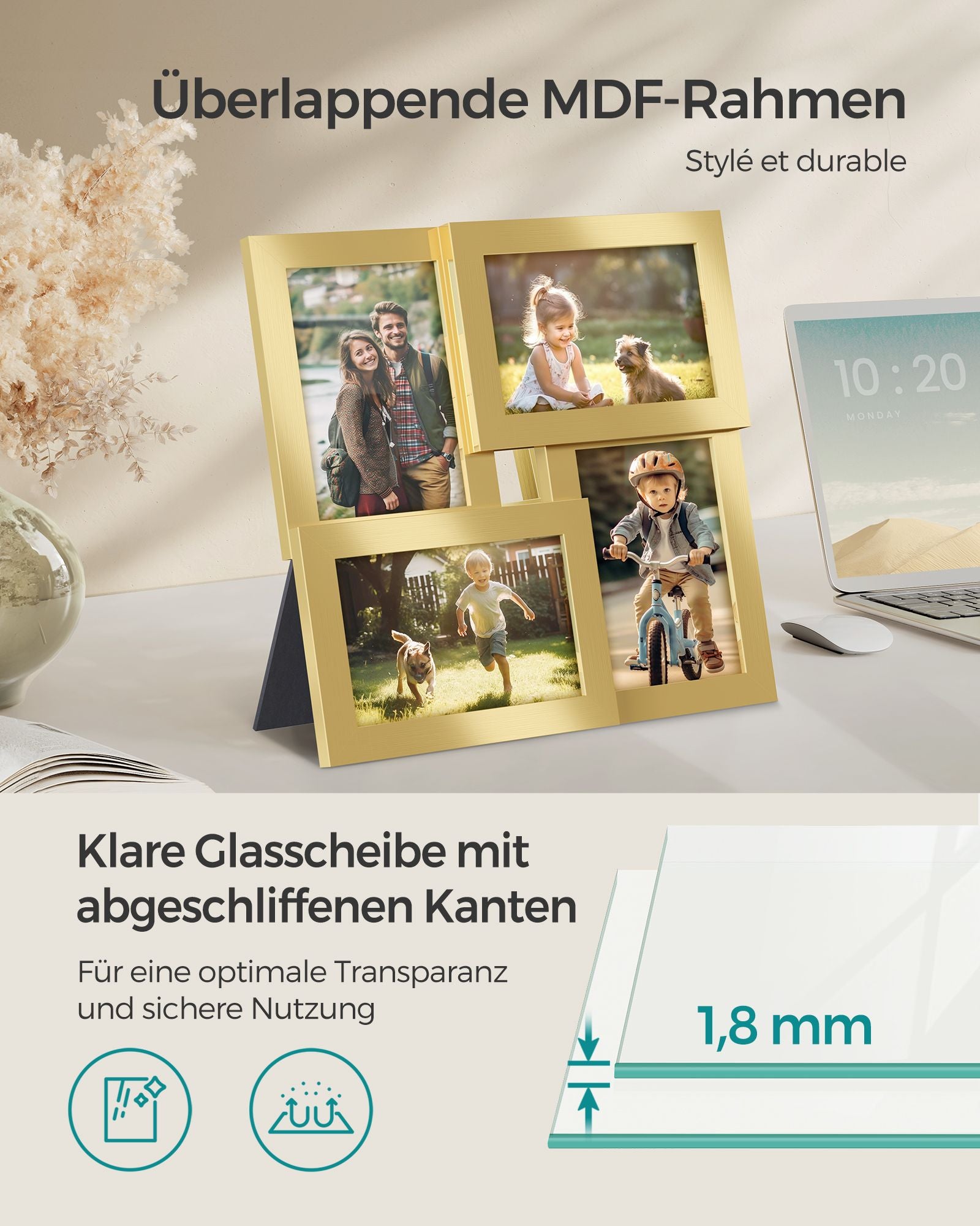 4 fotolijsten voor wanddecoratie – 10 × 15 cm foto's