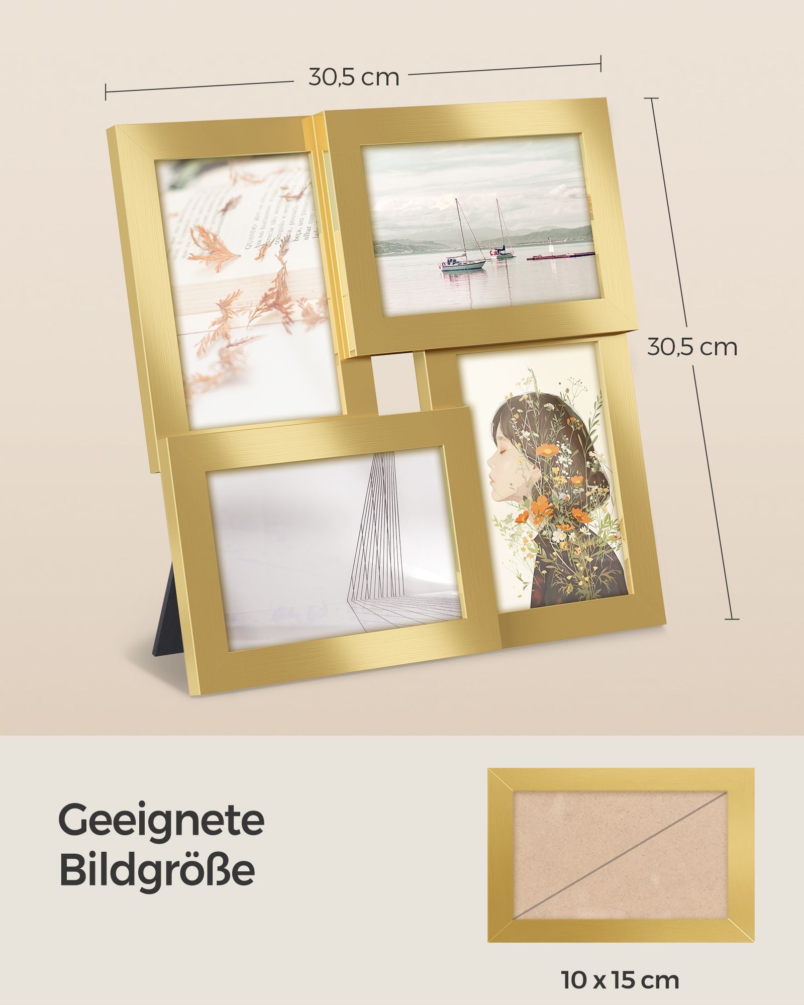 4 fotolijsten voor wanddecoratie – 10 × 15 cm foto's