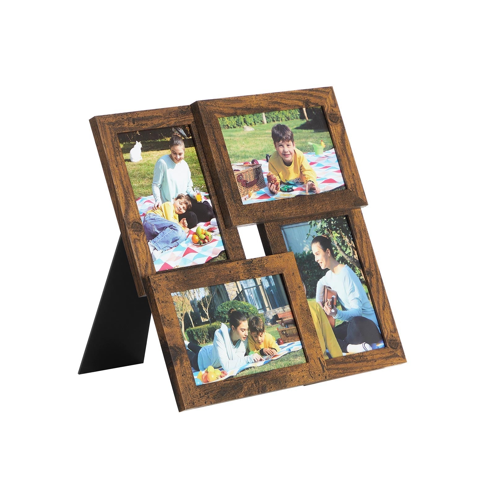 Fotolijst - Collage - Voor 4 foto's - Glazen paneel - Vintage bruin
