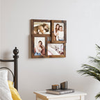 Fotolijst - Collage - Voor 4 foto's - Glazen paneel - Vintage bruin