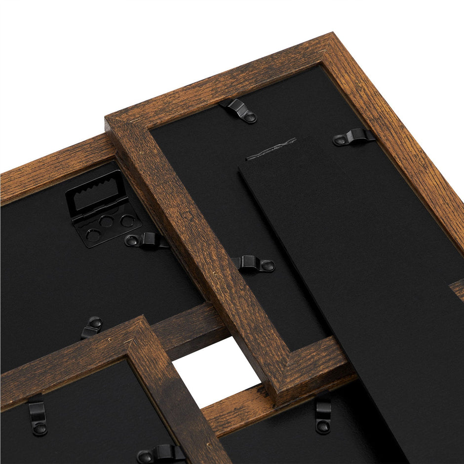 Fotolijst collage – Voor 4 foto's – Glazen paneel – Vintage bruin