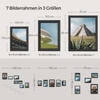 Set Van 7 Fotolijsten Met Non-Marking Muurhaken, Aszwart