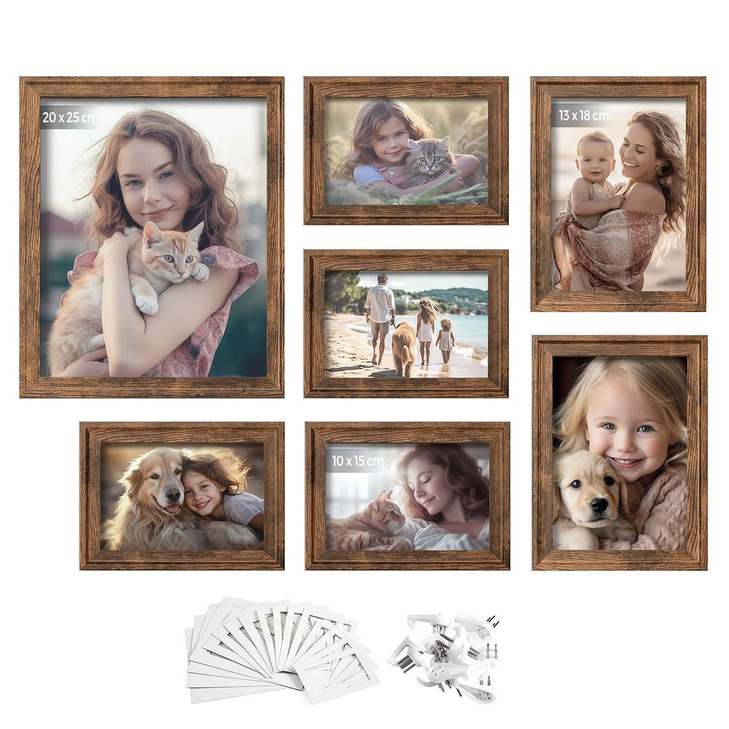 Set Van 7 Fotolijsten Met Non-Marking Muurhaken, Aszwart