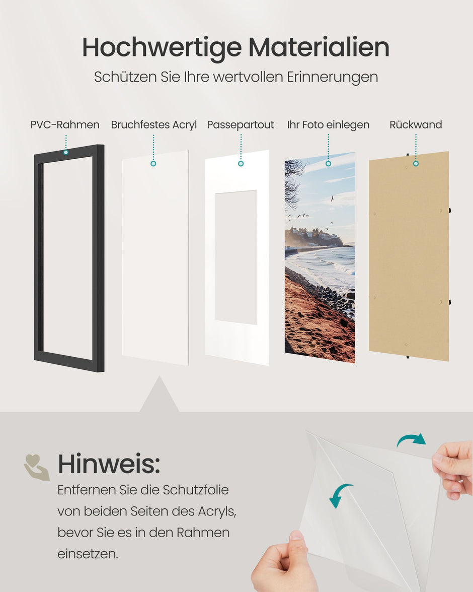 Fotolijsten – Set van 3 – A3 – Met Sporloze Wandhaken – Ophangen of Neerzetten – Zwart