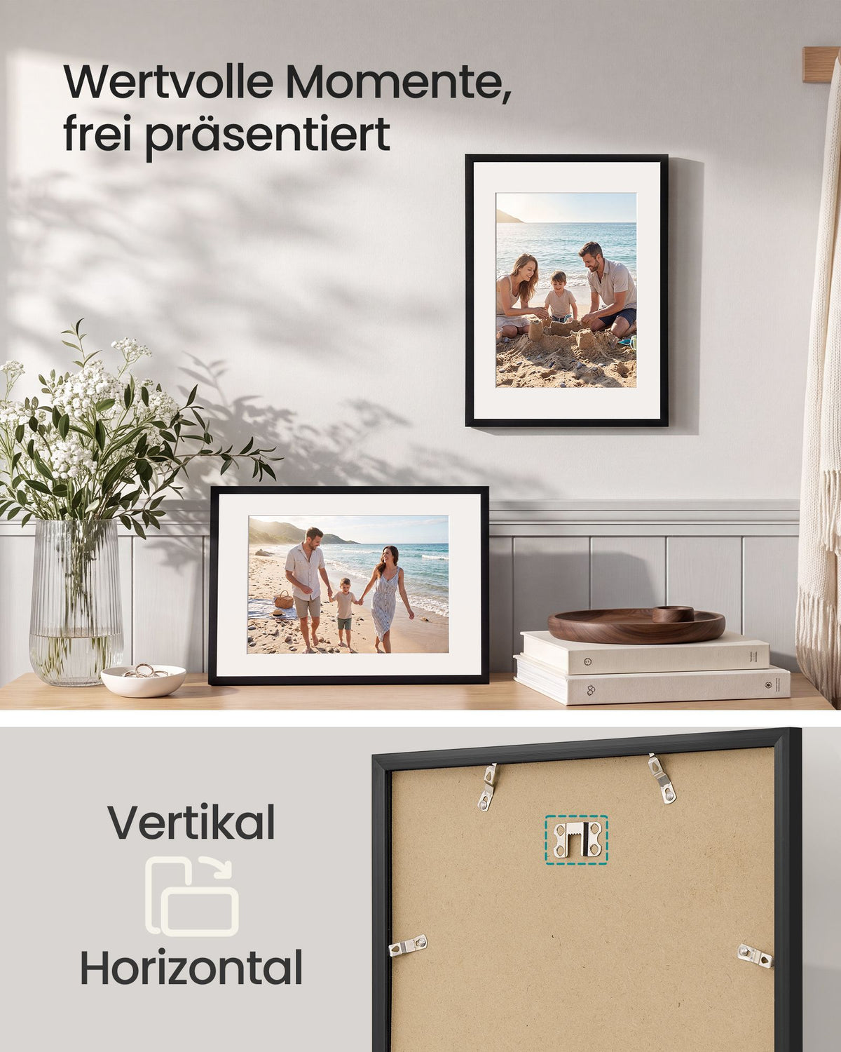 Fotolijst – 30 x 40 cm – Met Sporloze Wandhaken – Ophangen of Neerzetten – Zwart