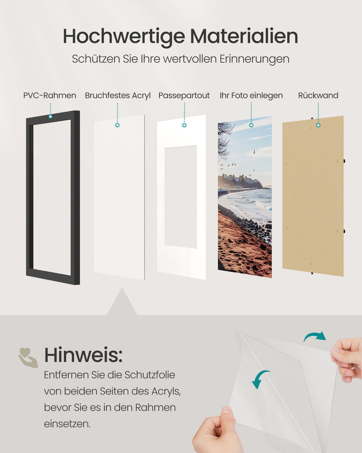 Fotolijst – 40 x 60 cm – Met Sporloze Wandhaken – Ophangen of Neerzetten – Zwart