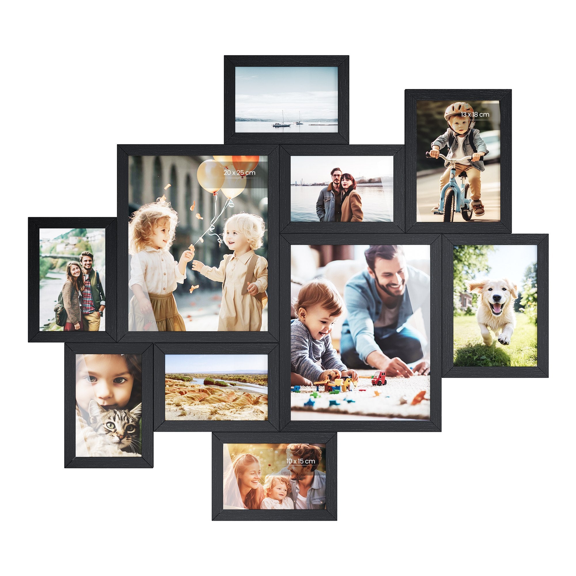 Fotolijsten - Set van 10 - Diverse Maten - PVC - Zwart