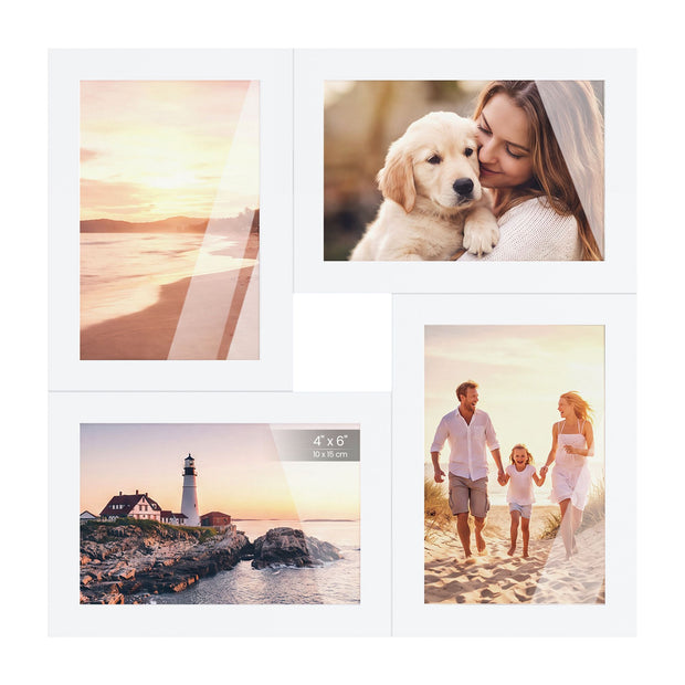 Fotolijsten Set – Compact – Gereedschapsloos Ophangen of Neerzetten – 10 x 15 cm – Wit