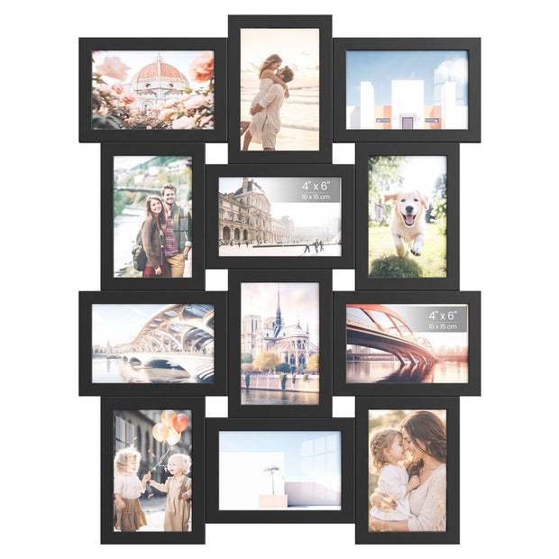 Fotolijsten Set – Groot – Gereedschapsloos Ophangen of Neerzetten – 10 x 15 cm – Zwart
