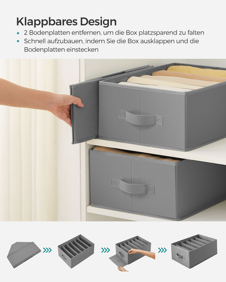 Kledingkastorganizer - Set van 2 - 6 Vakken - Opvouwbaar - Duifgrijs