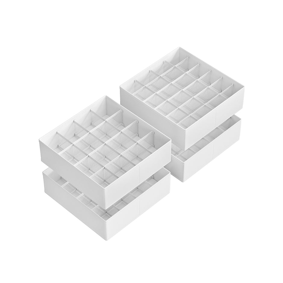 Ondergoed Organizer Set van 4 met 80 Vakken Crèmewit