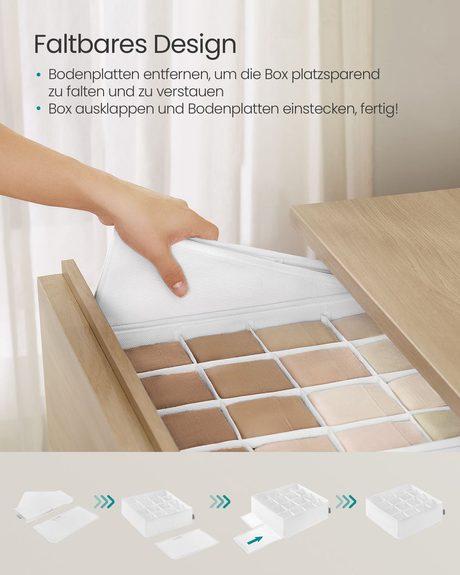 Ondergoed Organizer Set van 4 met 80 Vakken Crèmewit