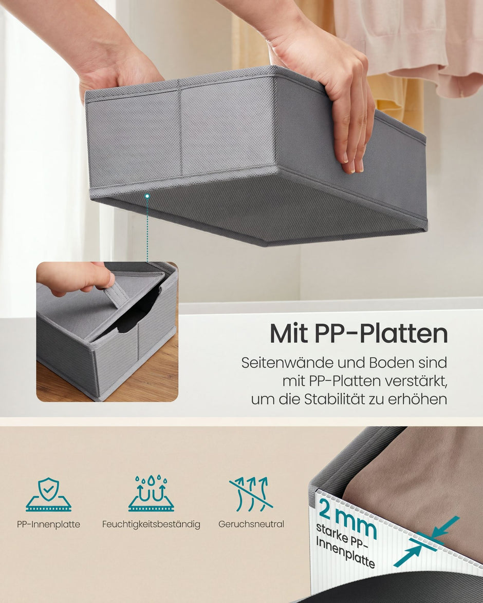 Lade-organizers – Set van 6 – Opvouwbaar – Zonder Vakjes – 40 x 17 – Duifgrijs
