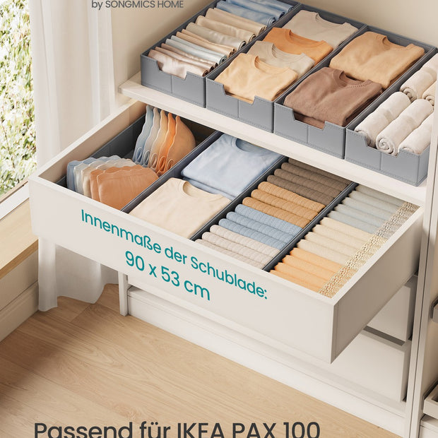 Lade-organizers – Set van 6 – Opvouwbaar – Zonder Vakjes – 50 x 22 – Duifgrijs