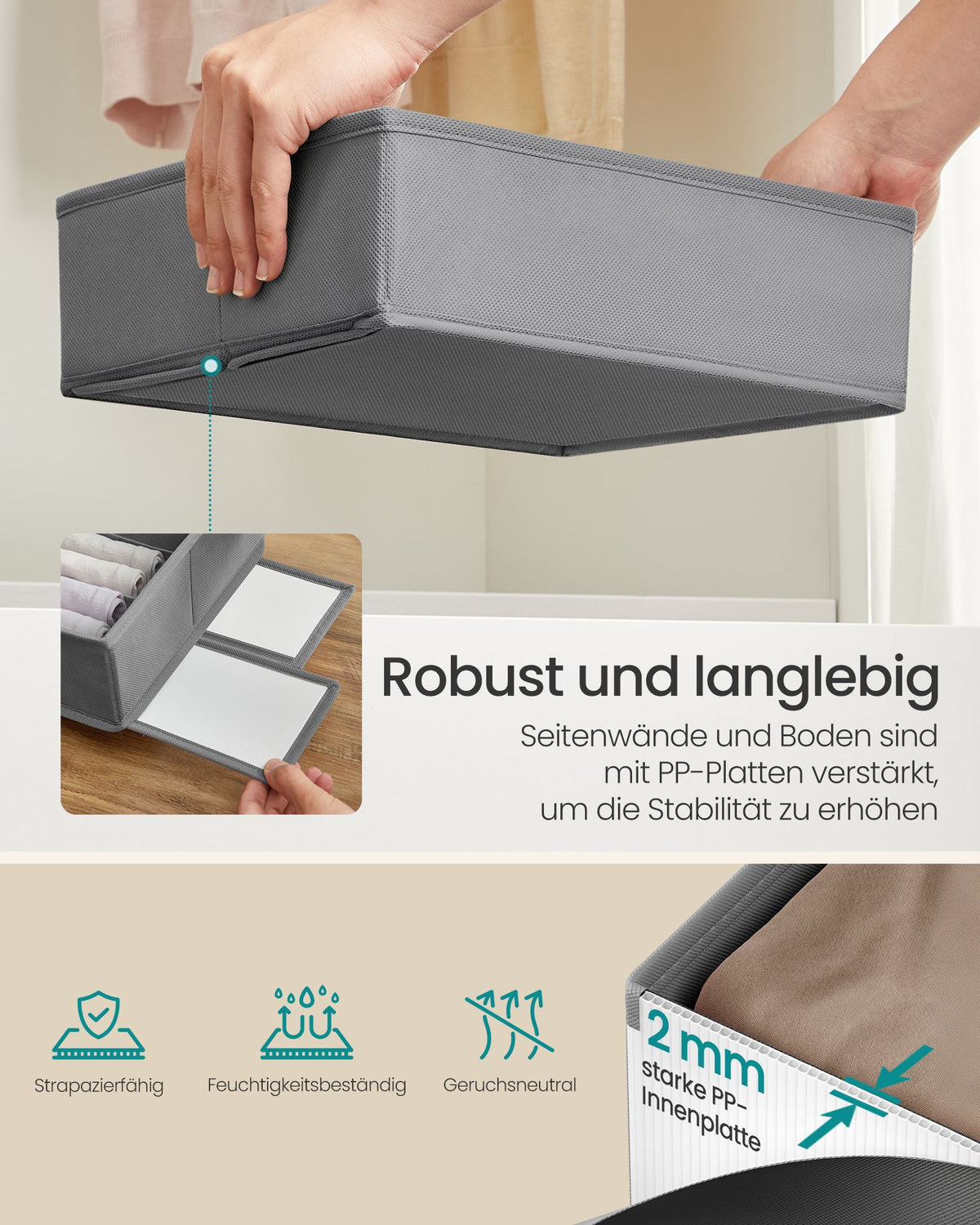 Lade-organizer - Opvouwbaar - Set van Meerdere Boxen - Duifgrijs - 19 x 40 x 10 cm