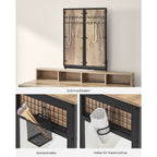 Make-up tafel - kaptafel - Cosmetische tafel - 3 lades - Met spiegel en kruk - Bruin zwart