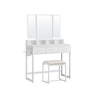 Make-up tafel - kaptafel - Cosmetische tafel - 3 lades - Met spiegel en kruk - Bruin zwart